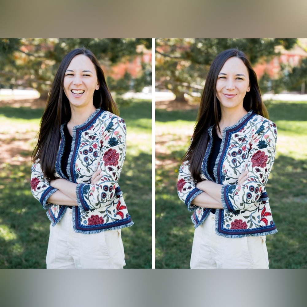 LOFT Red and Blue Blazer Tailored Fit Statement Piece